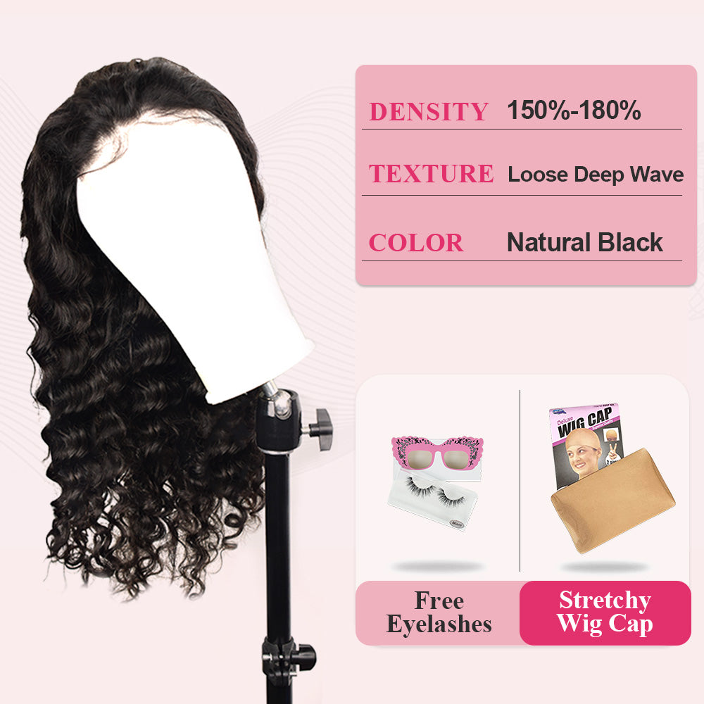 CVOHAIR Loose Deep Wave HD Lace Front Wigs Human Hair 200% Density Transparent Lace Frontal Wigs Pre Plucked With Baby Hair