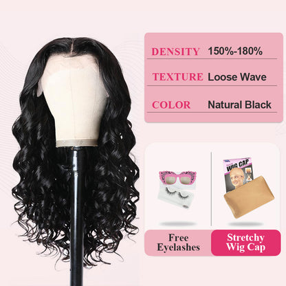 CVOHAIR Loose Wave HD Lace Front Wigs Human Hair 200% Density Transparent Lace Frontal Wigs Pre Plucked With Baby Hair