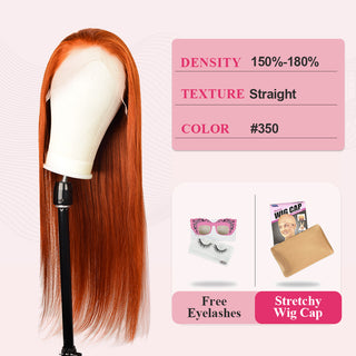 #350 Straight HD Lace Front Wigs Human Hair 200% Density Transparent Lace Frontal Wigs Pre Plucked With Baby Hair CVOHAIR