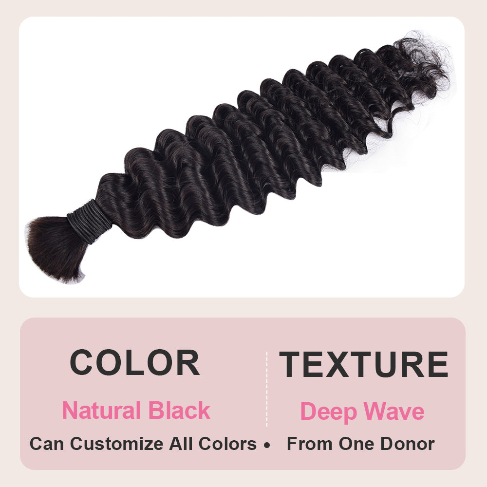 black deep wave human hair bulk