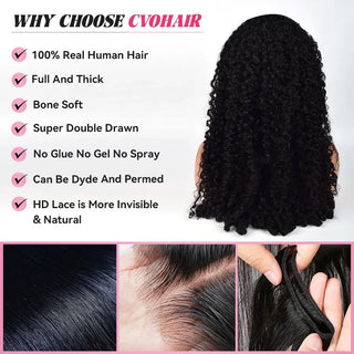 Burmese Curly HD Lace 180% Density 13*4 Full Frontal Wig  Pre Plucked 100% Human Hair CVOHAIR
