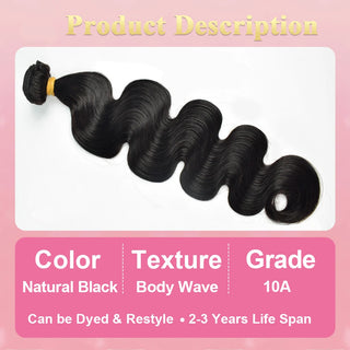 #1B Body Wave 10A Human Hair 3 Bundles Virgin Hair 100% Unprocessed Weave Bundles Human Hair Double Weft CVOHAIR