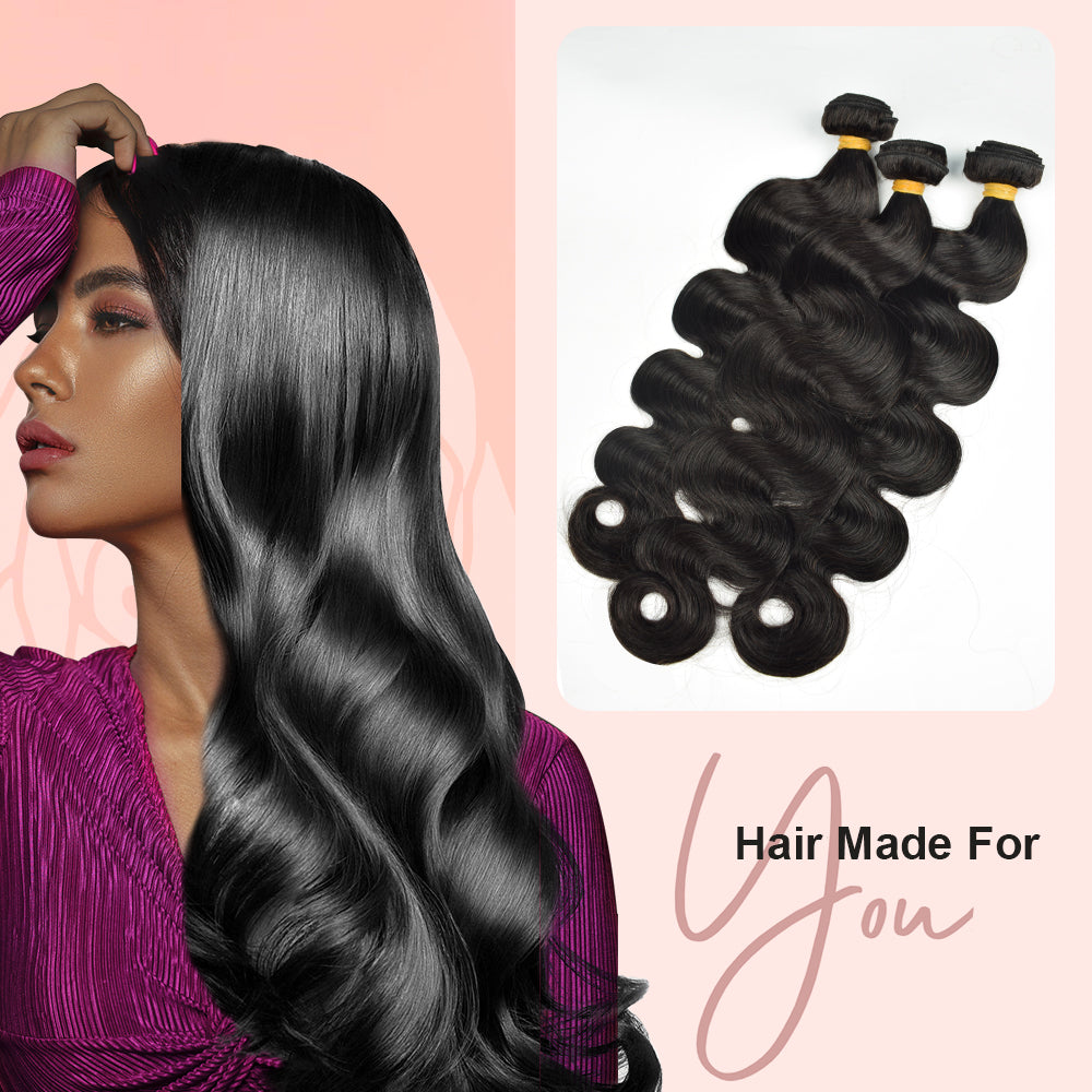 CVOHAIR Body Wave Echthaar 3 Bündel Echthaar 100% Unbehandeltes Weave Bundles Echthaar Doppelschuss