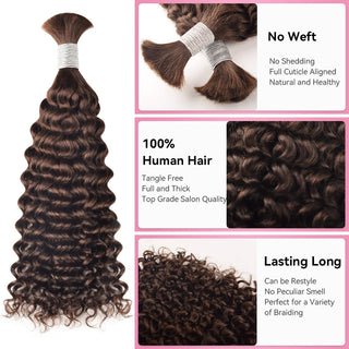 #2 deep curly Hot Braids Bulk 100% Human Hair CVOHAIR