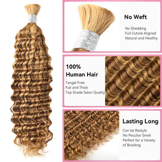 #27/30 Deep Wave Bulk Human Hair For Braiding CVOHAIR