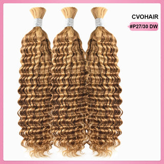 #27/30 Deep Wave Bulk Human Hair For Braiding CVOHAIR
