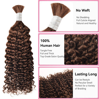 #4 Deep Curly Hot Braids Bulk Human Hair CVOHAIR