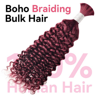 #99J Deep Curly Burgundy 100% Human Hair Braid Styles CVOHAIR