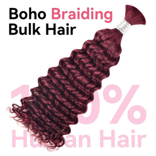 #99J Deep Wave Burgundy 100% Human Hair Braid Styles CVOHAIR