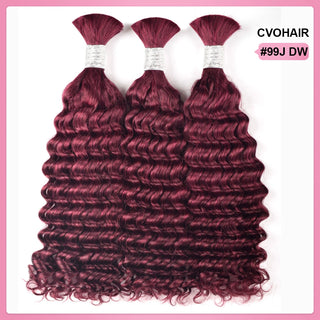 #99J Deep Wave Burgundy 100% Human Hair Braid Styles CVOHAIR