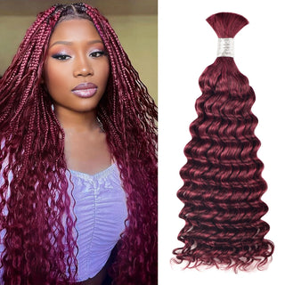 #99J Deep Wave Burgundy 100% Human Hair Braid Styles CVOHAIR