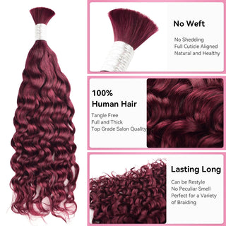 #99J Water Wave Burgundy 100% Human Hair Braid Styles CVOHAIR