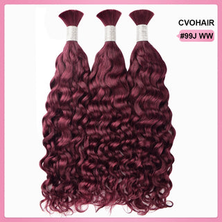 #99J Water Wave Burgundy 100% Human Hair Braid Styles CVOHAIR