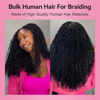 Natural Black Italian Curly Bulk Human Hair For Boho Braids CVOHAIR