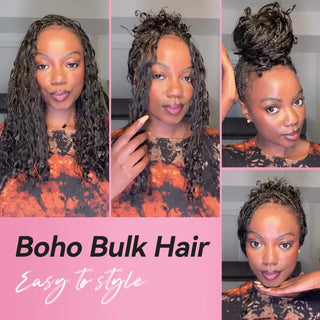 Natural Black Italian Curly Bulk Human Hair For Boho Braids CVOHAIR