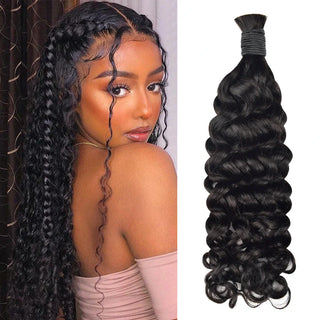 Natural Black Italian Curly Bulk Human Hair For Boho Braids CVOHAIR