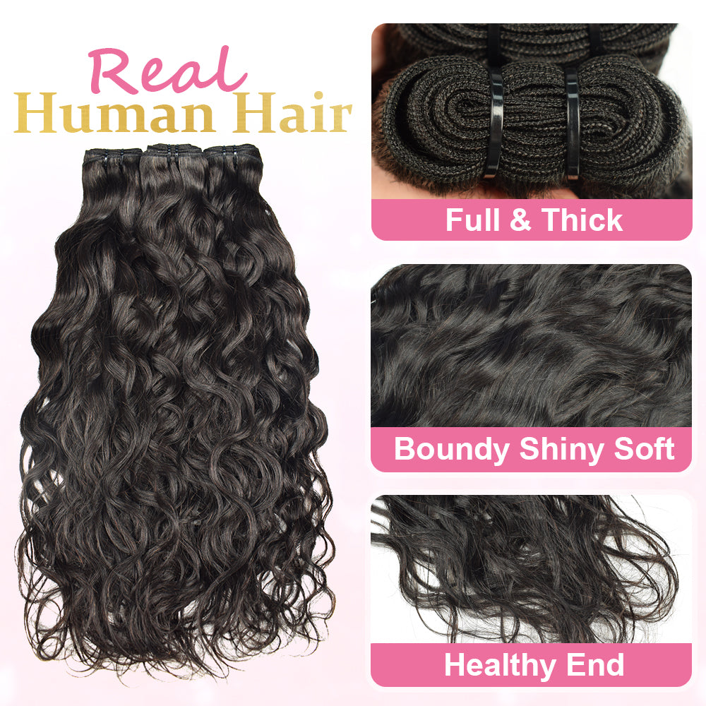 CVOHAIR Water Wave Human Hair Bundles Brazilian Virgin Hair 3 Bundles Weave Hair