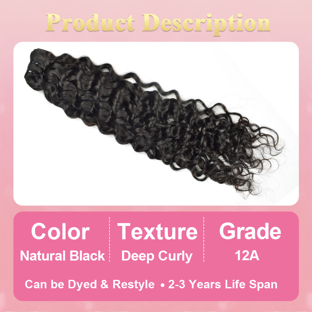 CVOHAIR Deep Curly Hair Weave 3 Bundles Brazilian Virgin Human Hair Cutctle Aligned Hair Bundles Soft Remy Hair