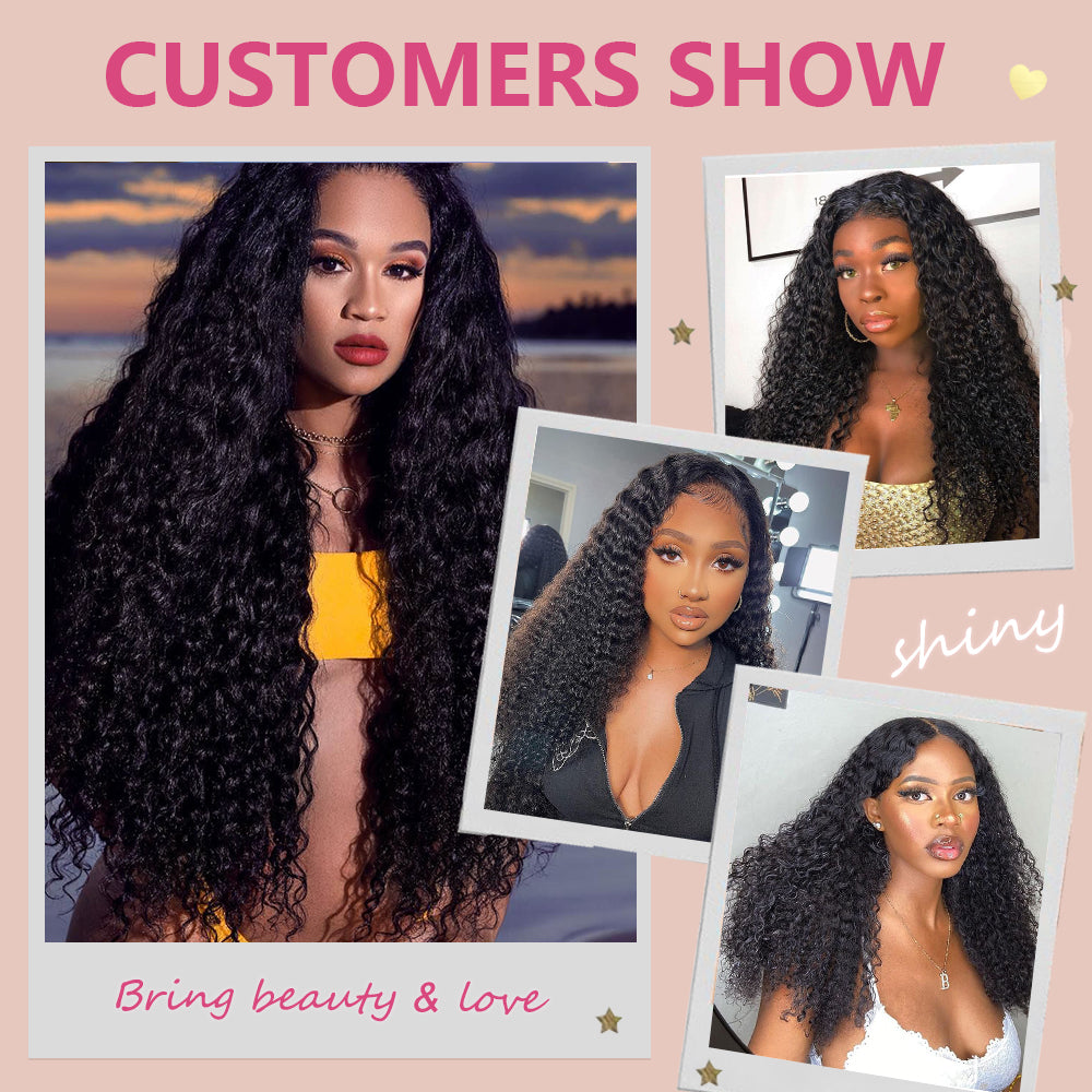 CVOHAIR Deep Curly Hair Weave 3 Bundles Brazilian Virgin Human Hair Cutctle Aligned Hair Bundles Soft Remy Hair