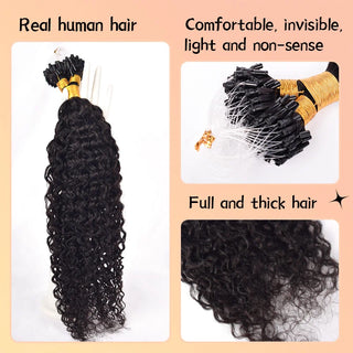 Natural Black Deep Curly Free Shipping Mirco Ring Hair Extension 100% Real Human Hair CVOHAIR