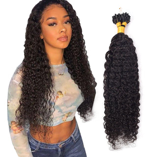 Natural Black Deep Curly Free Shipping Mirco Ring Hair Extension 100% Real Human Hair CVOHAIR