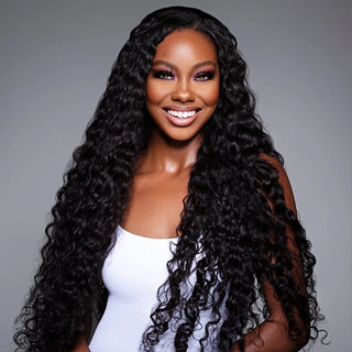 #1B Deep Wave HD Lace Frontal Wigs Human Hair 180% Density Pre Plucked With Baby Hair CVOHAIR