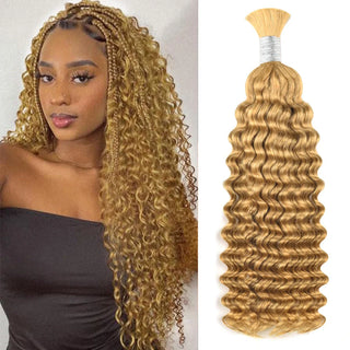 #27 Honey Blonde Deep Wave Bulk Human Hair For Braiding CVOHAIR