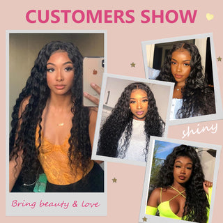#1B Deep Wave 10A Human Hair Bundles Brazilian Virgin Hair Weave Bundles Double Wefts Weave 3 Bundles Natural Black CVOHAIR