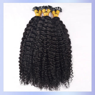 #1B Flat Tip Hair Extensions Free Shipping Natural Color 100% Real Human Hair 100g CVOHAIR