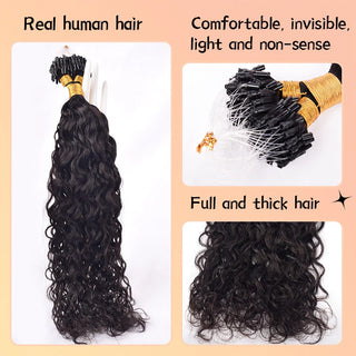 Natural Black Italian Curly Free Shipping Mirco Ring Hair Extension 100% Real Human Hair CVOHAIR