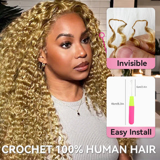 #27 Kinky Curly Crochet Human Hair Extensions CVOHAIR