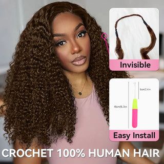 #4 Kinky Curly Crochet Human Hair Extensions CVOHAIR