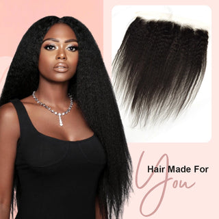 Kinky Straight #1B HD Lace Closure  Human Hair Cvohair