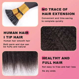 Kinky Straight I Tip Free Shipping Hair Extensions 100% Real Human Hair 100g CVOHAIR