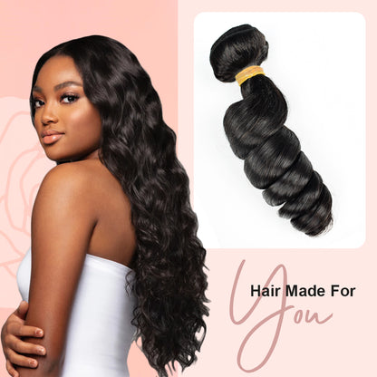 CVOHAIR Loose Wave Human Hair Weave 3 Bundles 100% Unprocessed Virgin Brazilian Remy Hair Bundles Natural Color