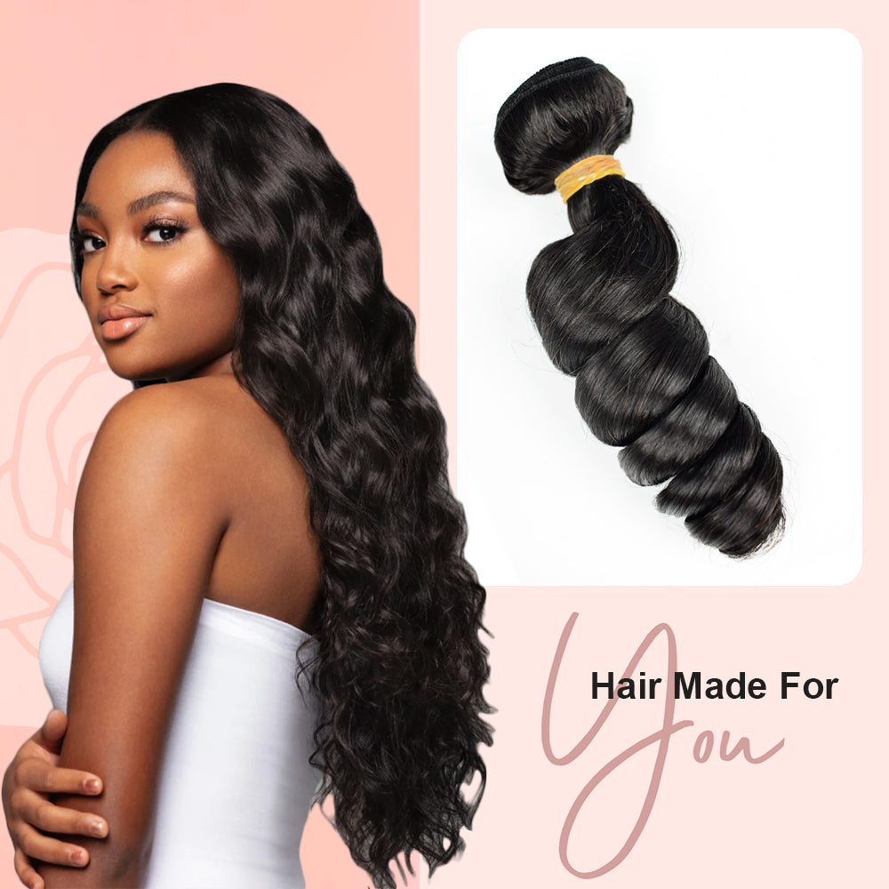 #1B Loose Wave 10A Human Hair Weave 3 Bundles 100% Unprocessed Virgin ...