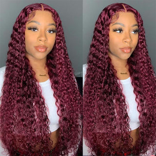 Free Shipping #99J 13*6 Pre-plucked Natural Hairline Breathable Airy Cap Deep Wave  100% Human Hair CVOHAIR
