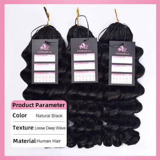 Loose Deep Wave Crochet Human Hair Extensions CVOHAIR
