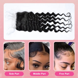 #1B Loose Deep Wave HD Lace Closure  Natural Looking Cvohair