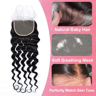 #1B Loose Deep Wave HD Lace Closure  Natural Looking Cvohair