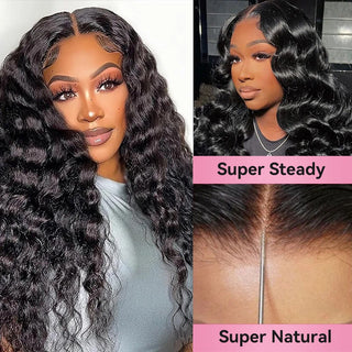 Loose Deep Wave Transparent Lace Frontal Wigs Human Hair 180% Density Pre Plucked With Baby Hair CVOHAIR