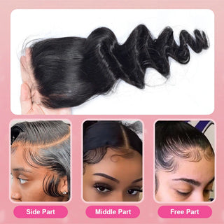 Loose Wave #1B HD Lace Closure Human Hair Cvohair