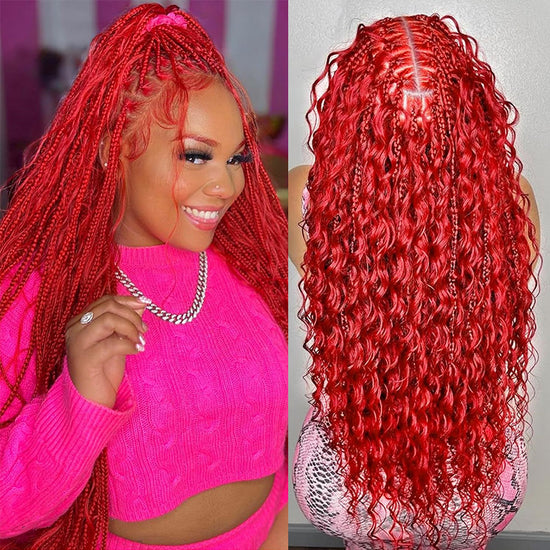 #Red Boho Braids Deep Wave No Weft Bulk Hair for Human Hair Cvohair