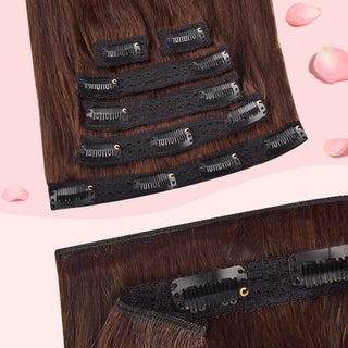 #3 Straight Free Shipping Clip in Hair Extensions Real Human Hair Invisible Lace Clip ins 6Pcs 110G CVOHAIR