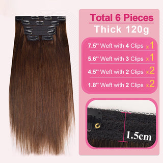 #3 Straight Free Shipping Clip in Hair Extensions Real Human Hair Invisible Lace Clip ins 6Pcs 110G CVOHAIR