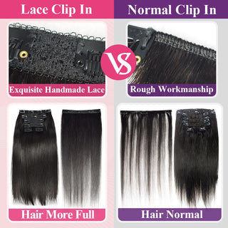 #3 Straight Free Shipping Clip in Hair Extensions Real Human Hair Invisible Lace Clip ins 6Pcs 110G CVOHAIR