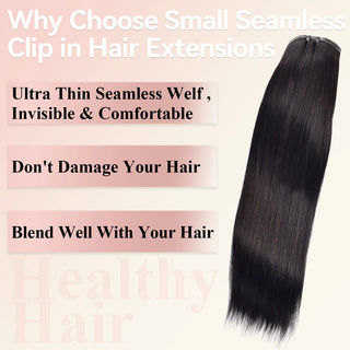 #1B 7Pcs Straight Free Shipping Small PU Seamless Clip ins Hair Extensions Real Human Hair 120G CVOHAIR