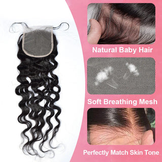 #1B Water Wave HD Lace Closure  Natural Looking Cvohair