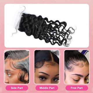 #1B Water Wave HD Lace Closure  Natural Looking Cvohair