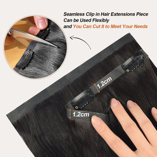 #1B 6Pcs Yaki Straight Free Shipping PU Seamless Clip ins Hair Extensions Real Human Hair 120G CVOHAIR